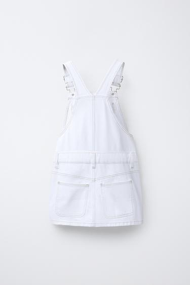 ROBE-SALOPETTE EN JEAN SURPIQÛRES CONTRASTANTES - Blanc de Zara - Image 1