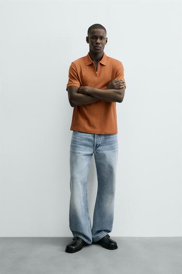 POLO ESTRUCTURA PIQUÉ - Naranja quemado de Zara - Imagen 0