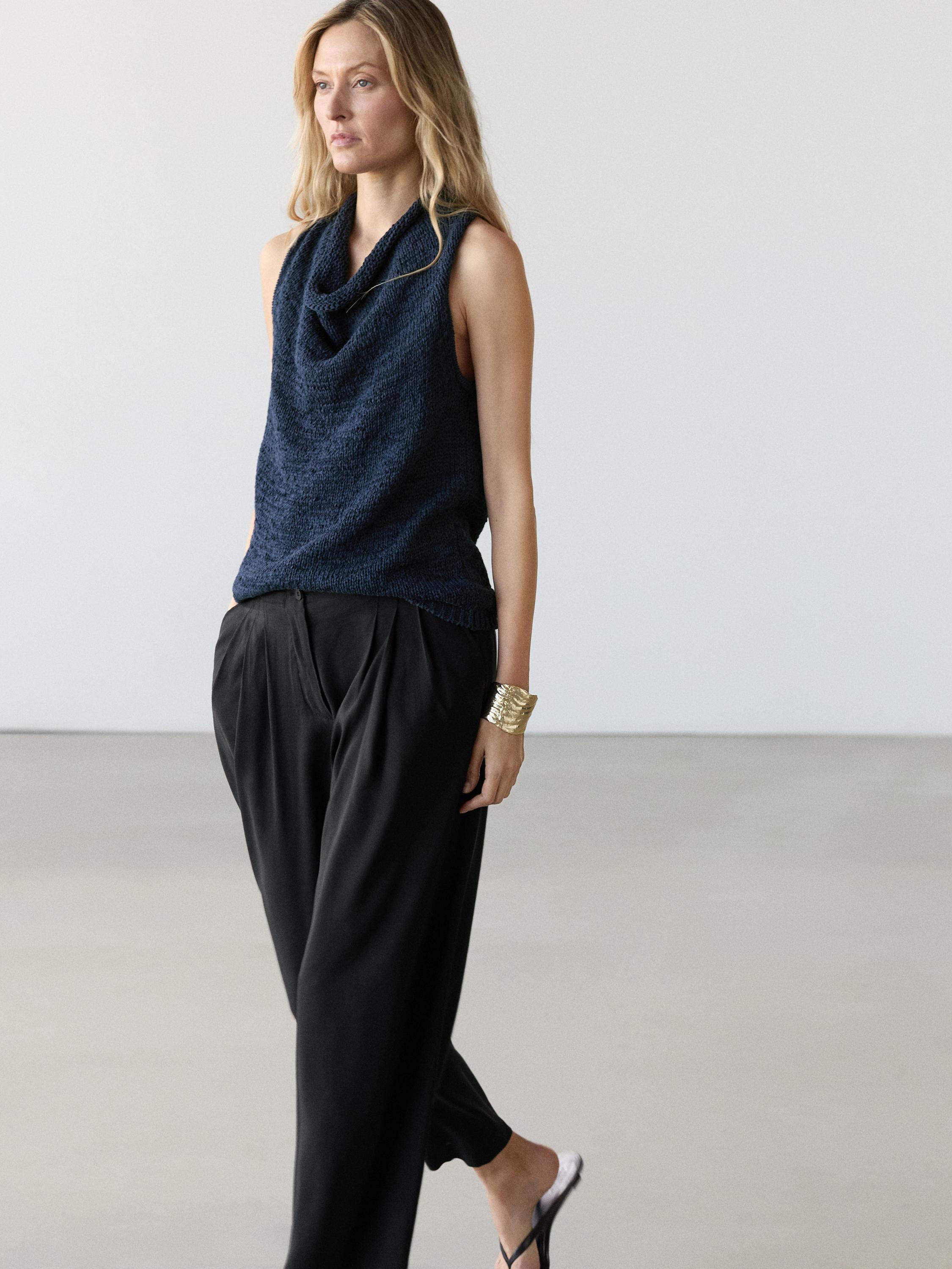 Flowing linen blend trousers