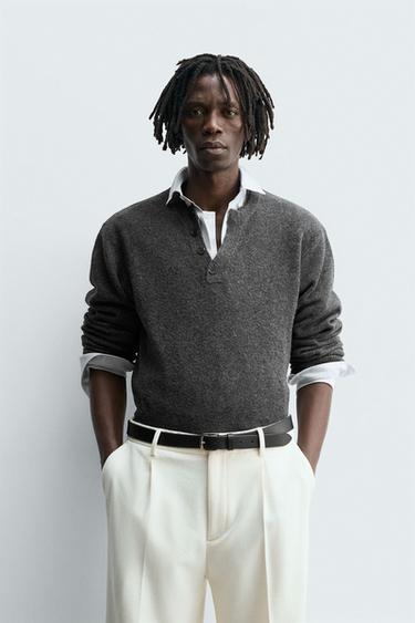 BUTTONED KNIT POLO SHIRT - Grey by Zara