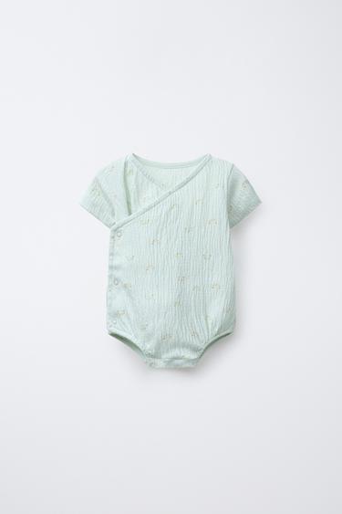 RAINBOW TEXTURED WRAP BODYSUIT - Sea green by Zara