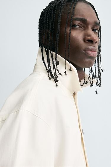 TEXTURED CROPPED FIT OVERSHIRT - Oyster-white by Zara - Image 6