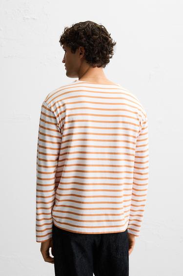 Zara JACQUARD STRIPE T-SHIRT - striped
