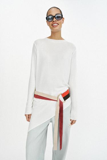 100% SPLIT SUEDE DOUBLE STRAP LEATHER BELT - Multicoloured by Zara - Image 1