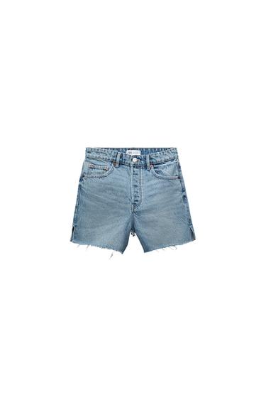 STRAIGHT FIT DENIM SHORTS WITH SPLIT HEMS