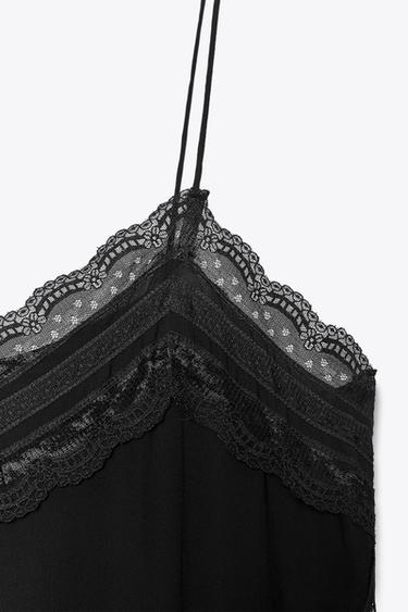 ZW COLLECTION LACE CAMISOLE TOP - Black by Zara - Image 6