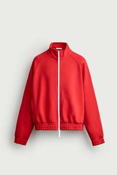 CONTRAST ZIP TRACK JACKET — Red 3