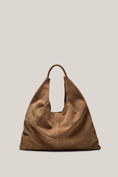 Maxi cabas en croûte de cuir - ÉDITION LIMITÉE - Sable de Zara