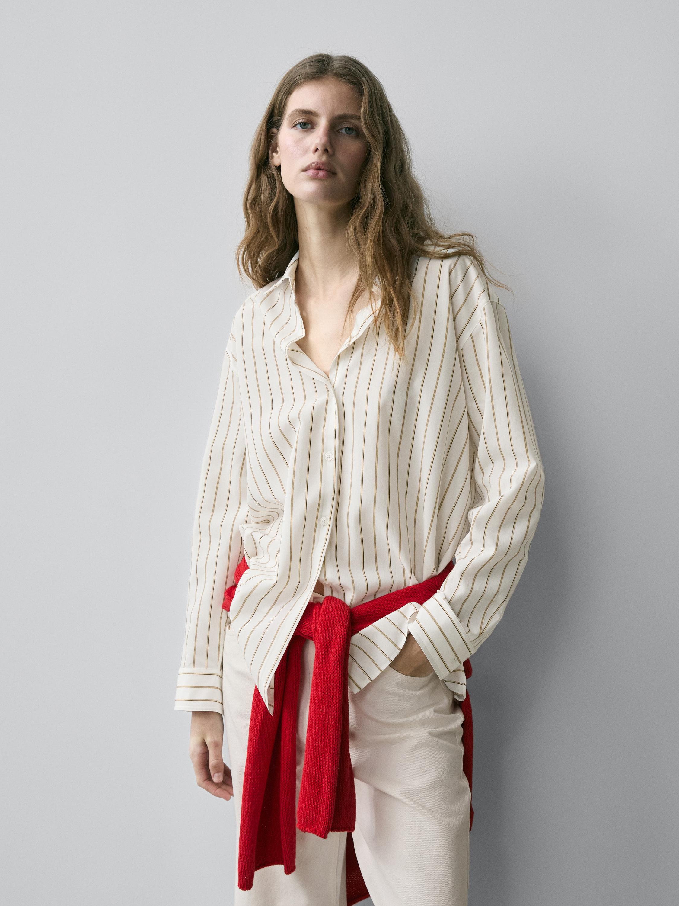 Flowing tricolor striped shirt