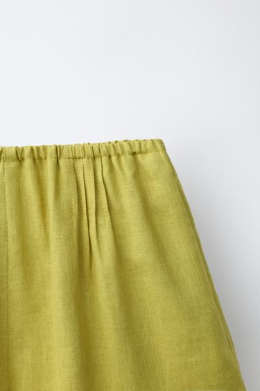 100% LINEN BERMUDA SHORTS - Olive green by Zara - Image 2