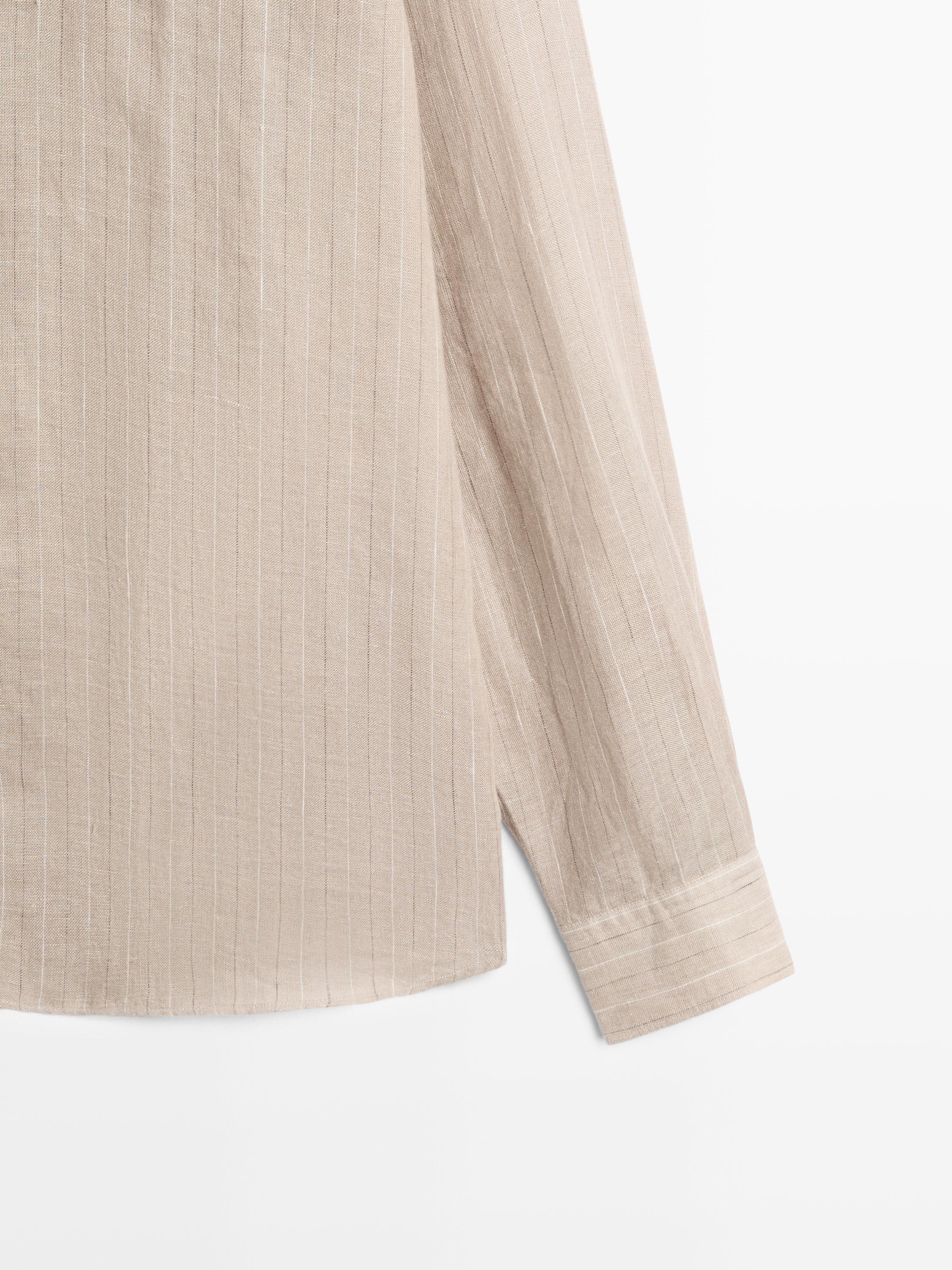 100% linen striped slim fit shirt