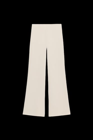 STRETCH WIDE-LEG TROUSERS - Ecru by Zara