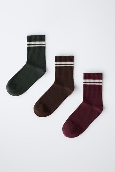 3-PACK OF LONG SOCKS WITH STRIPES - Brown by Zara - Image 3