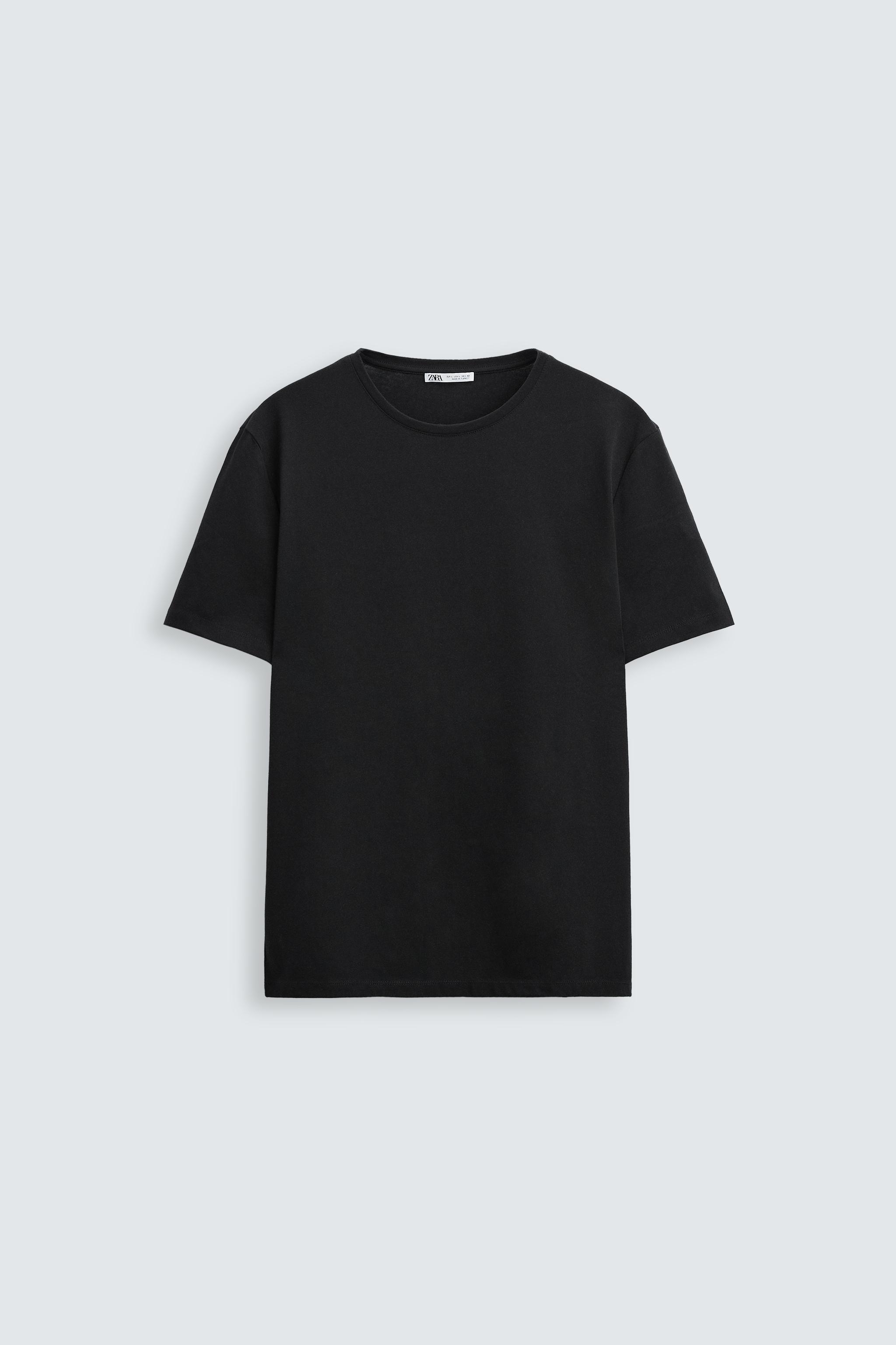CAMISETA SLIM FIT BÁSICA Preto ZARA Brasil