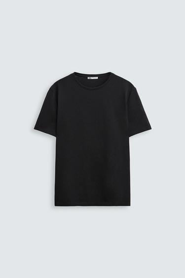 Zara BASIC SLIM FIT T-SHIRT - Black