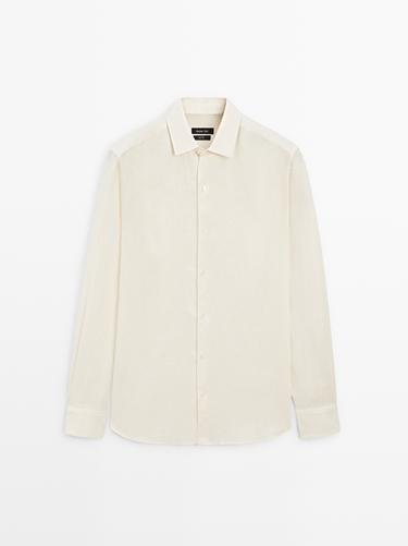Zara Lightweight regular fit linen shirt - Beige