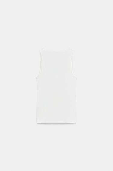 EMBROIDERED FRONT TOP - Oyster-white by Zara - Image 3