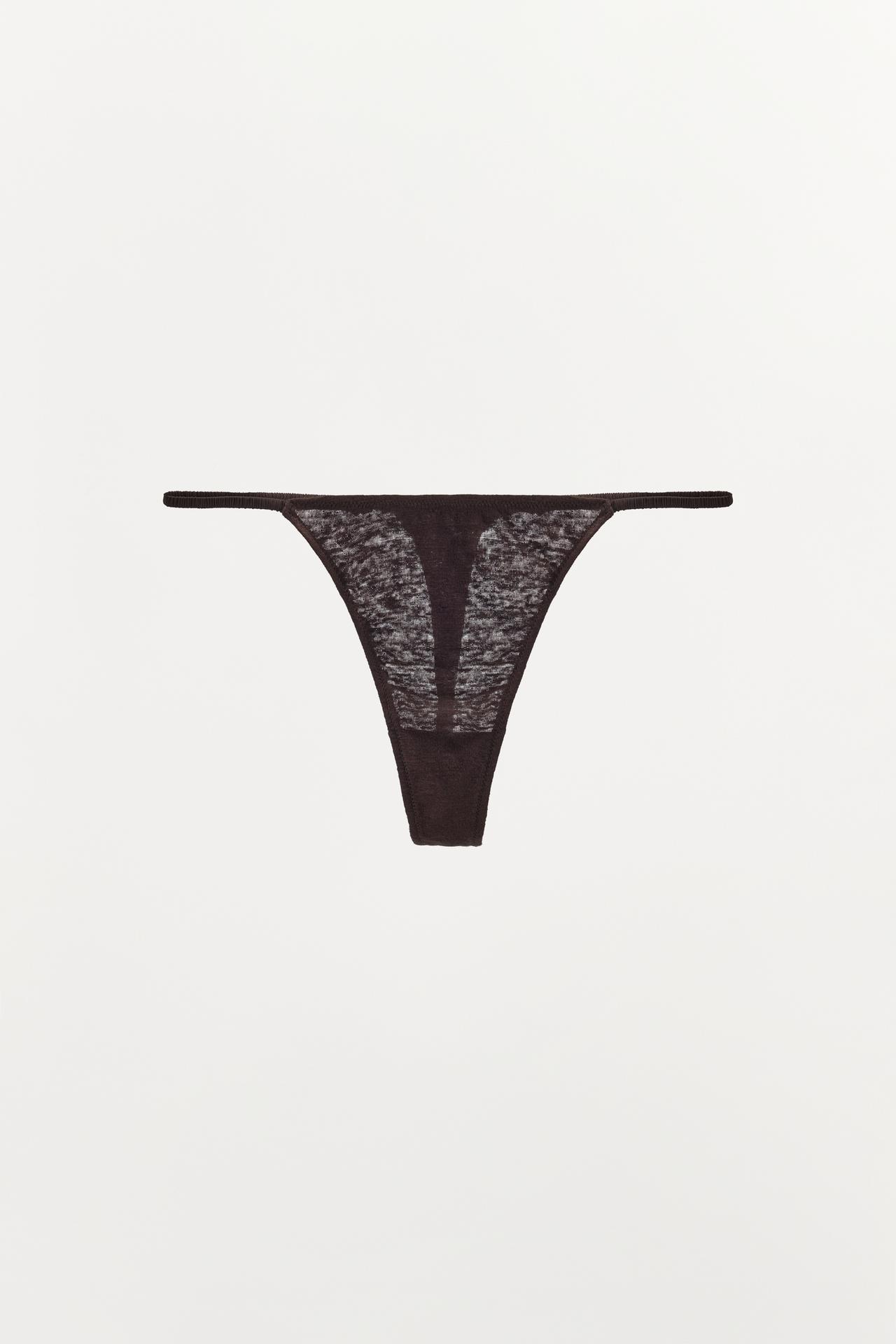 LINEN THONG — Dark brown