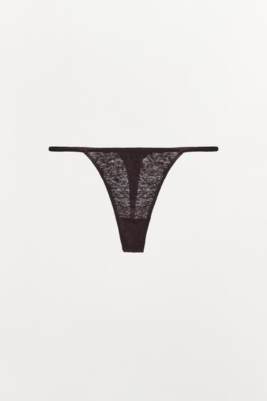LINEN THONG — Dark brown 1