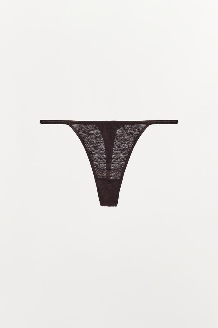 LINEN THONG — Dark brown