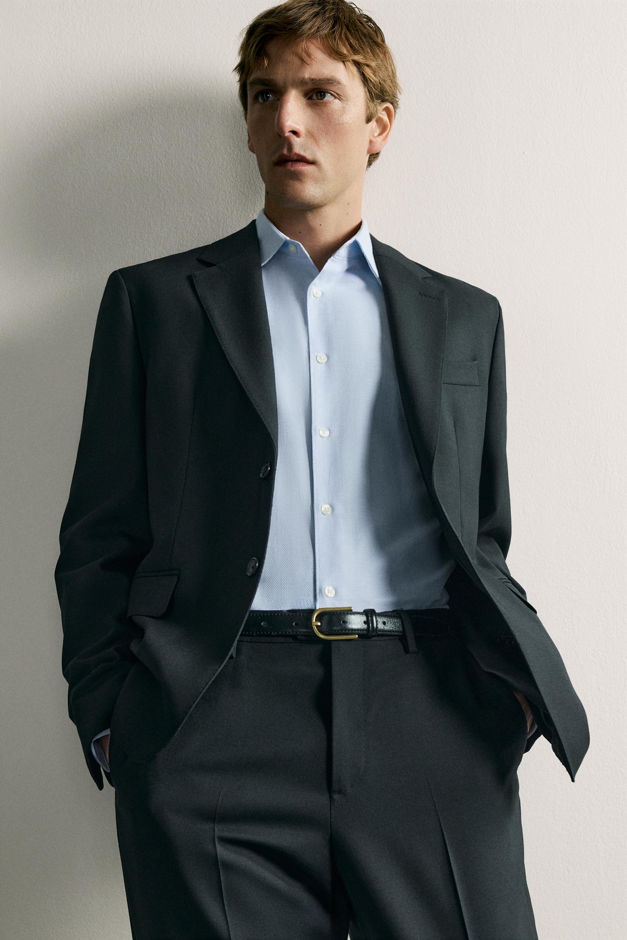 Мужские рубашки Zara EASY CARE TEXTURED SHIRT — фото 5