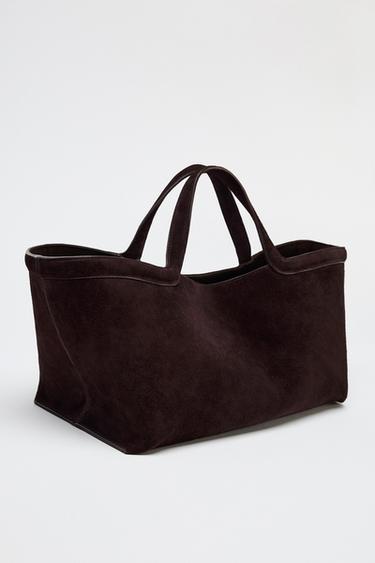 ELONGATED SUEDE TOTE BAG - Chocolate by Zara - Image 1