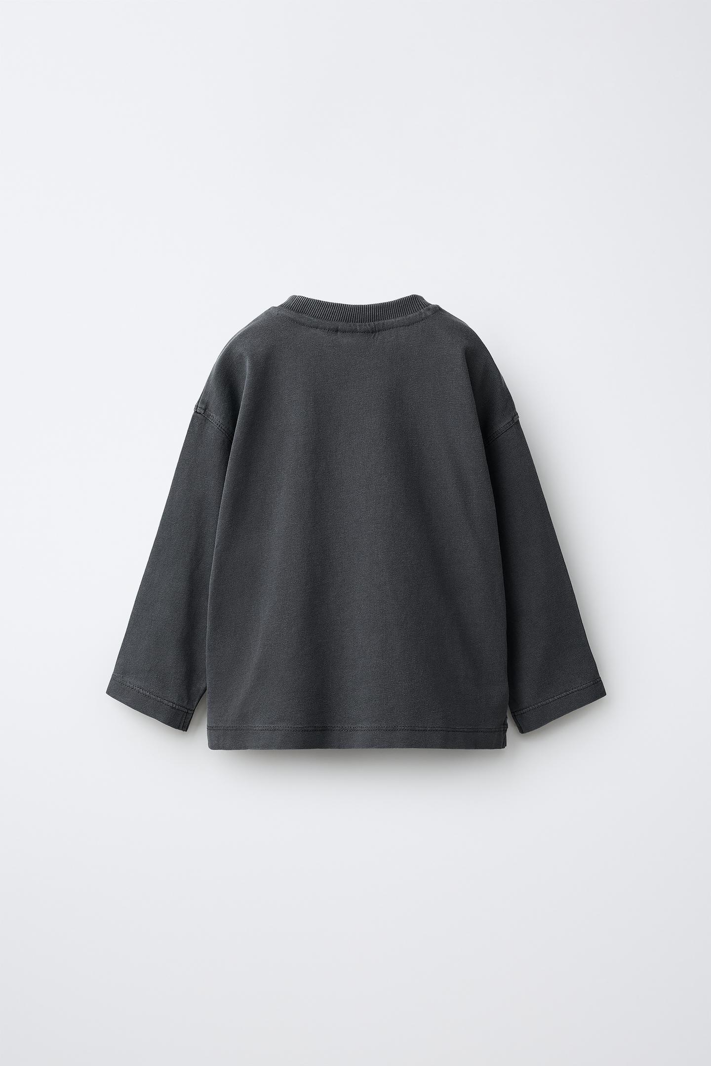 Детская футболка Zara Garment-Dyed, цвет: Тёмный антрацитовый — фото 2