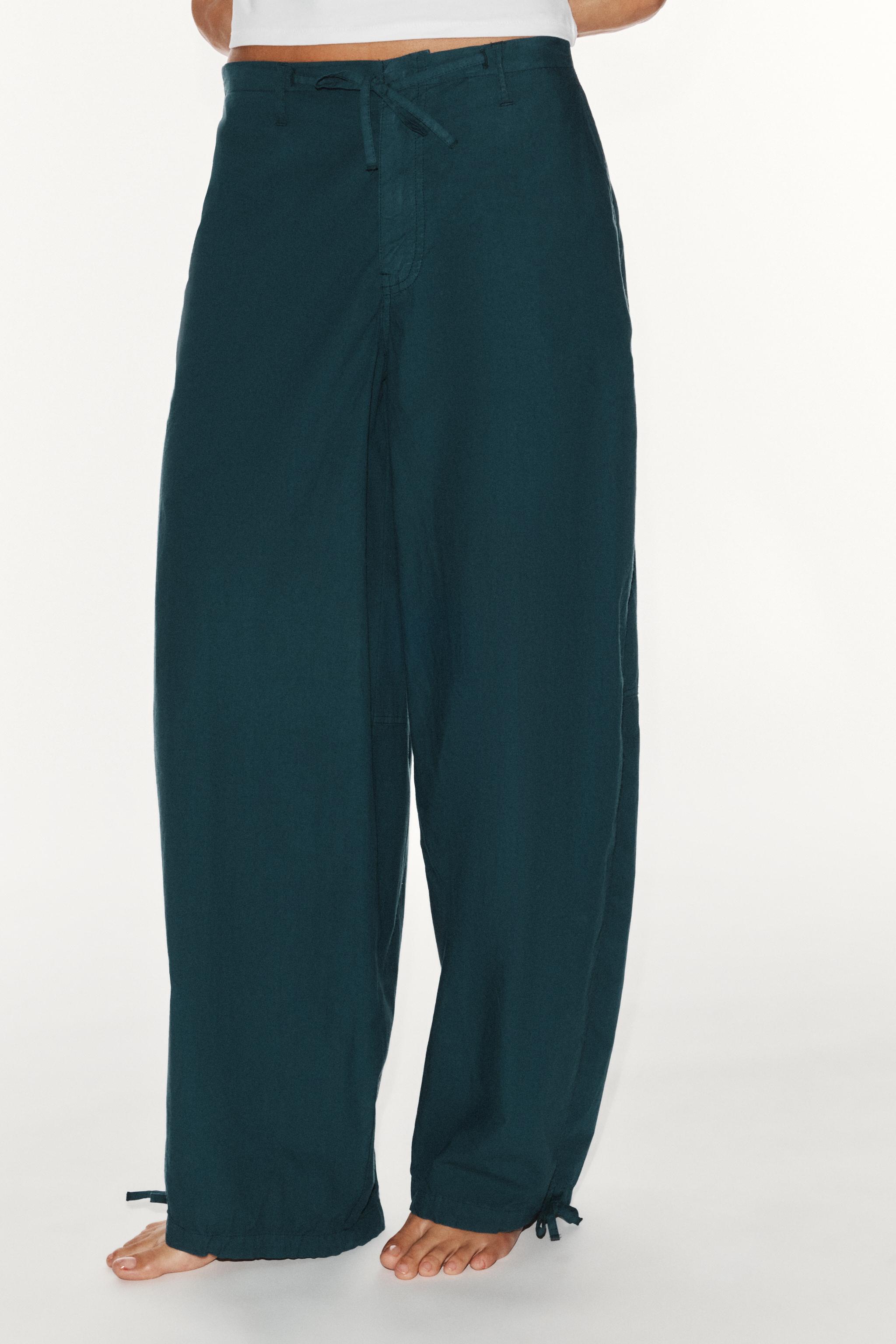 Женские брюки Zara DRAWSTRING WIDE-LEG PANTS — фото 2