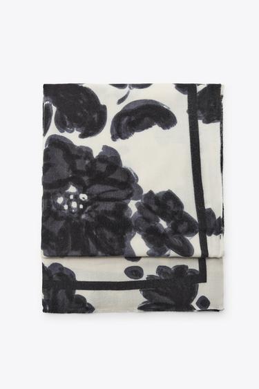 Zara PRINTED SCARF - Ecru