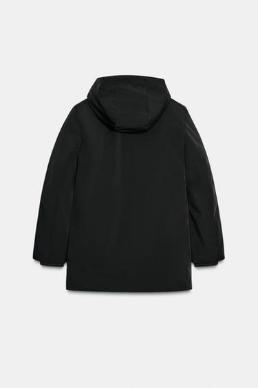 VESTE REMBOURRÉE À CAPUCHE DÉPERLANTE COUPE-VENT - Noir de Zara - Image 1