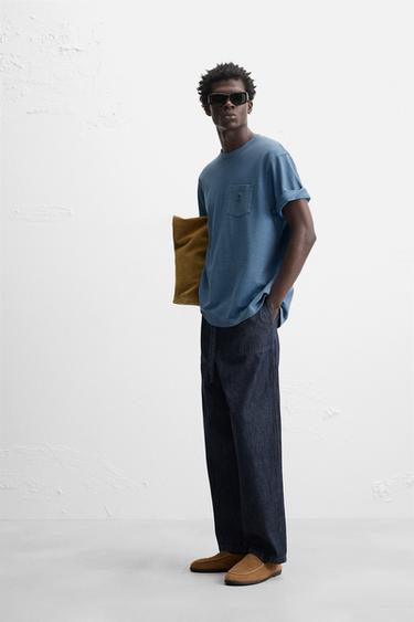 EMBROIDERED PIQUÉ T-SHIRT - Faded blue by Zara - Image 3