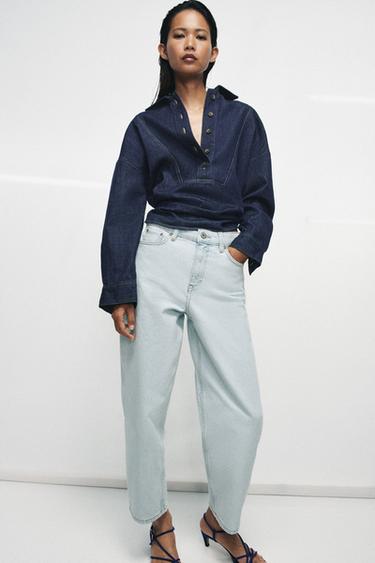 ΤΖΙΝ ZW COLLECTION TAPERED ΜΕΣΑΙΑ ΜΕΣΗ - Μπλε ανοιχτό του Zara