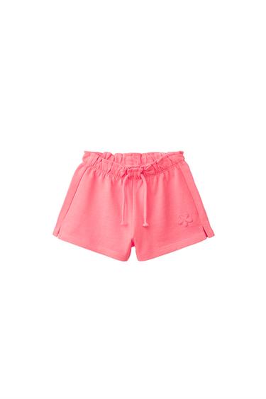 RUBBERISED APPLIQUE PLUSH BERMUDA SHORTS - Neon pink by Zara