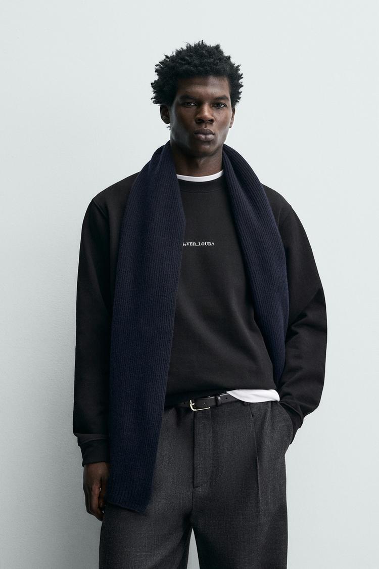 ZARA REGULAR FIT PRINTED SLOGAN SWEATSHIRT