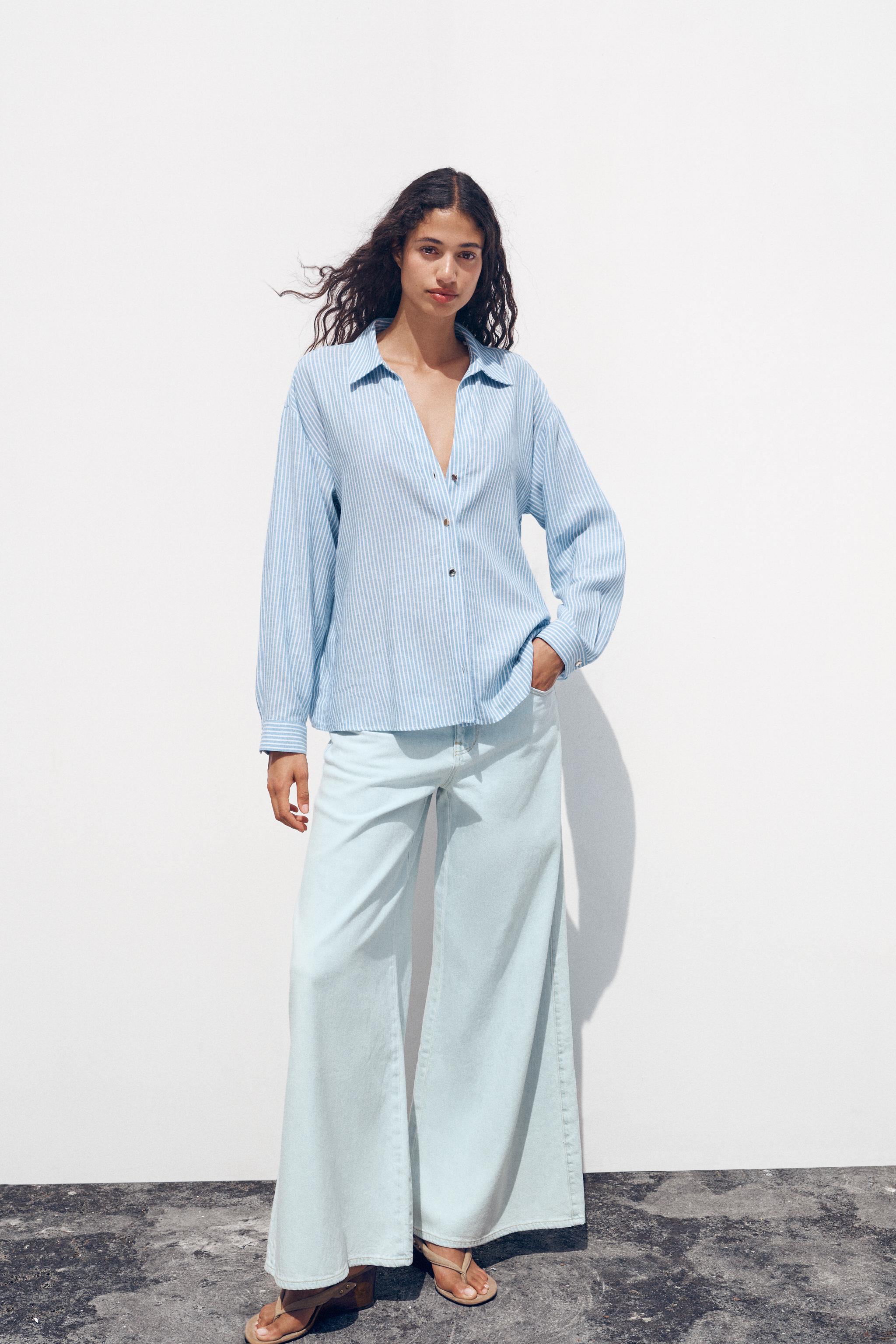 ZARA コントラストリネンブレンドトップス｜Yahoo!フリマ（旧