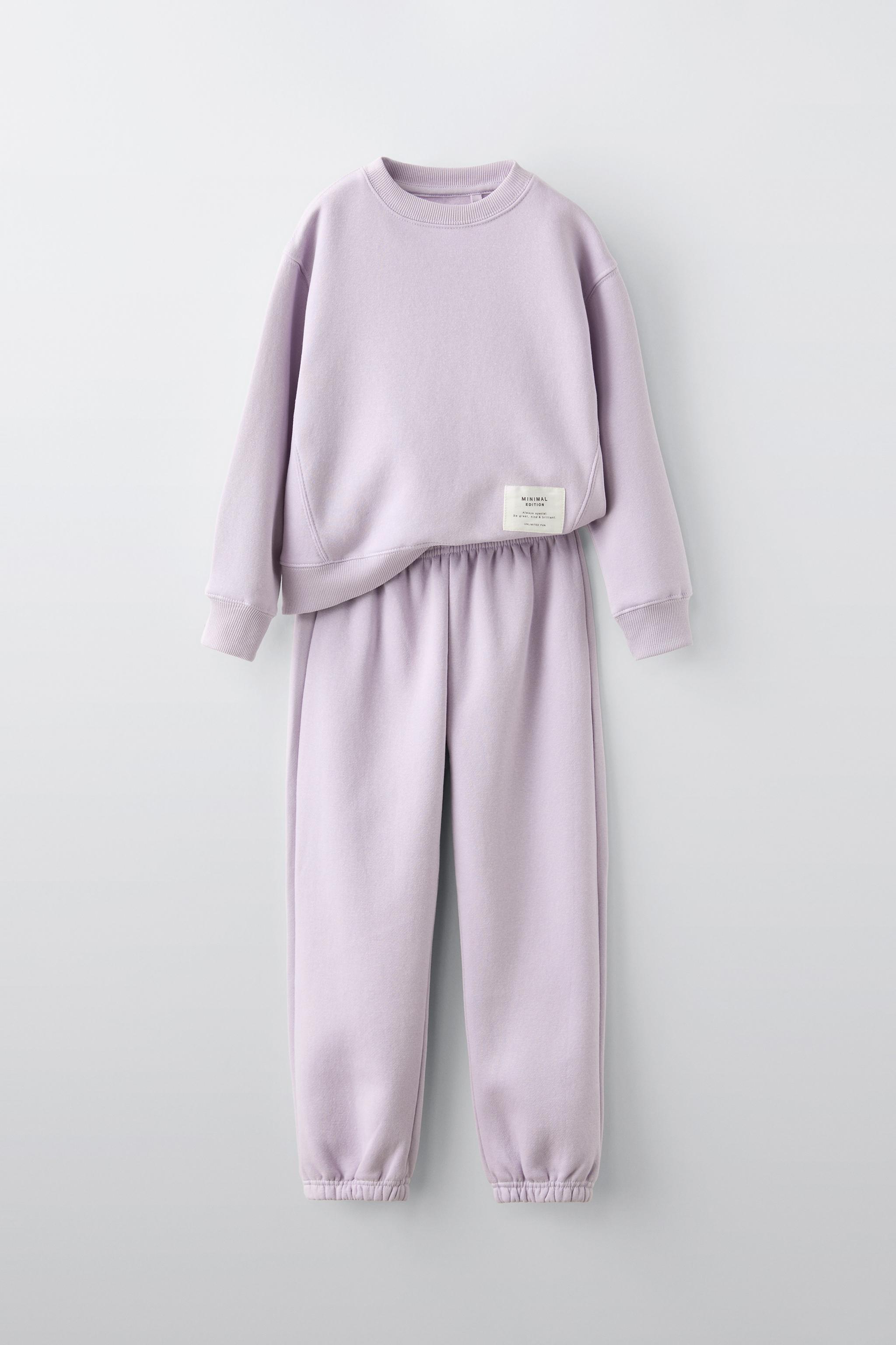 LABEL SWEATSHIRT AND JOGGERS MATCHING SET Lilac ZARA United States