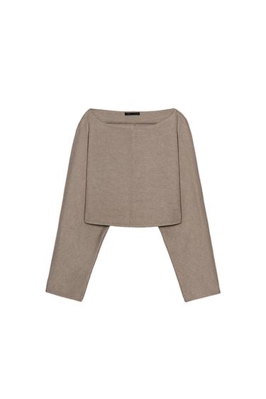 TOP CROP MANGA LARGA - Beige de Zara