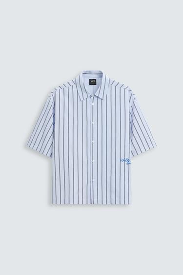 Zara STRIPED SHIRT WITH EMBROIDERY - striped