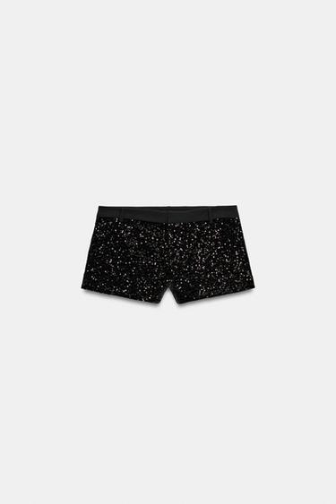 ZW COLLECTION SEQUIN SHORTS - Black by Zara