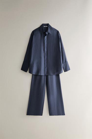 SEMI-SHEER OVERSIZE SHIRT - Mid-blue by Zara - Image 3