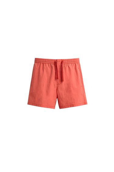 MID-LENGTH TEXTURED SWIM SHORTS - Coral by Zara