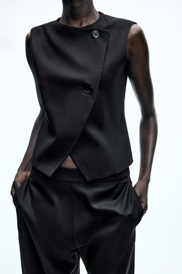 TOP CHALECO BOTONES ZW COLLECTION - Negro de Zara