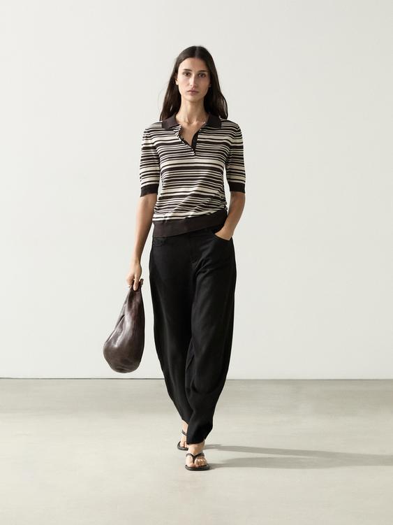 100% cotton striped knit polo shirt from Zara - $80