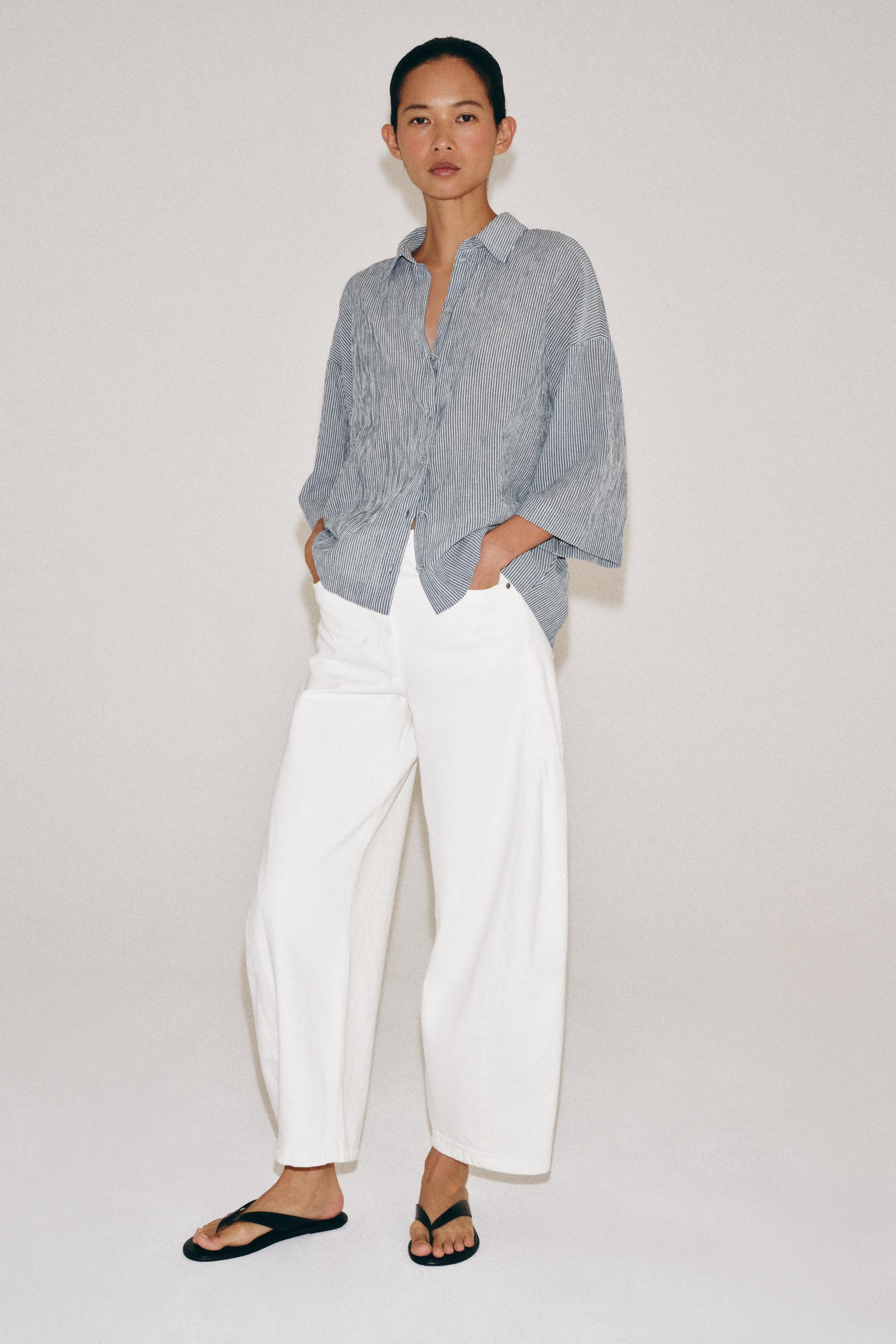 SHORT SLEEVE SHIRT ZW COLLECTION - Navy blue | ZARA United States