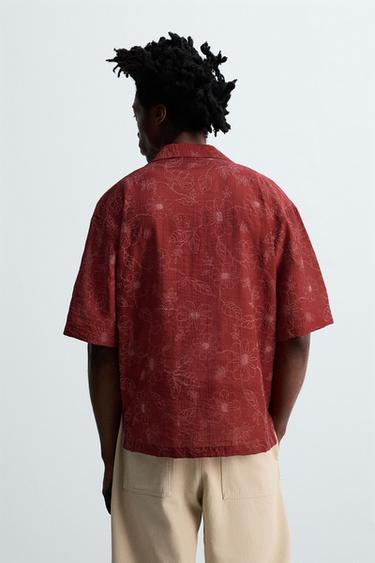 FLORAL TEXTURED SHIRT © OTIS KWAME KYE QUAICOE - Burgundy by Zara - Image 2