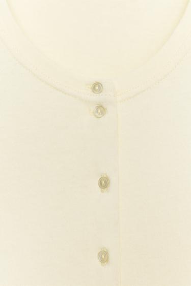 T-SHIRT 100% COTON BOUTONS - Jaune de Zara - Image 8