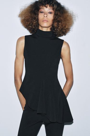 SLEEVELESS PEPLUM TOP - Black by Zara - Image 3