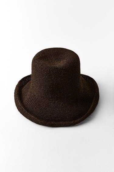 CHAPEAU BOB 100% PAPIER - Marron de Zara
