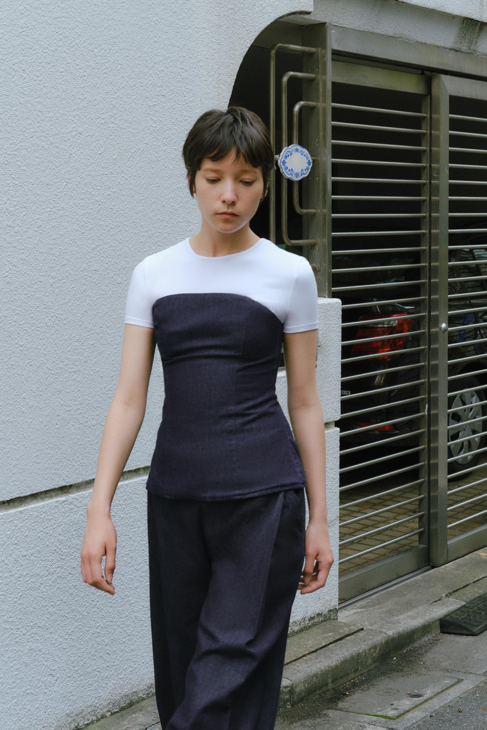 ZARA リブニット バンドゥトップス ホワイト S 白 ベアトップ