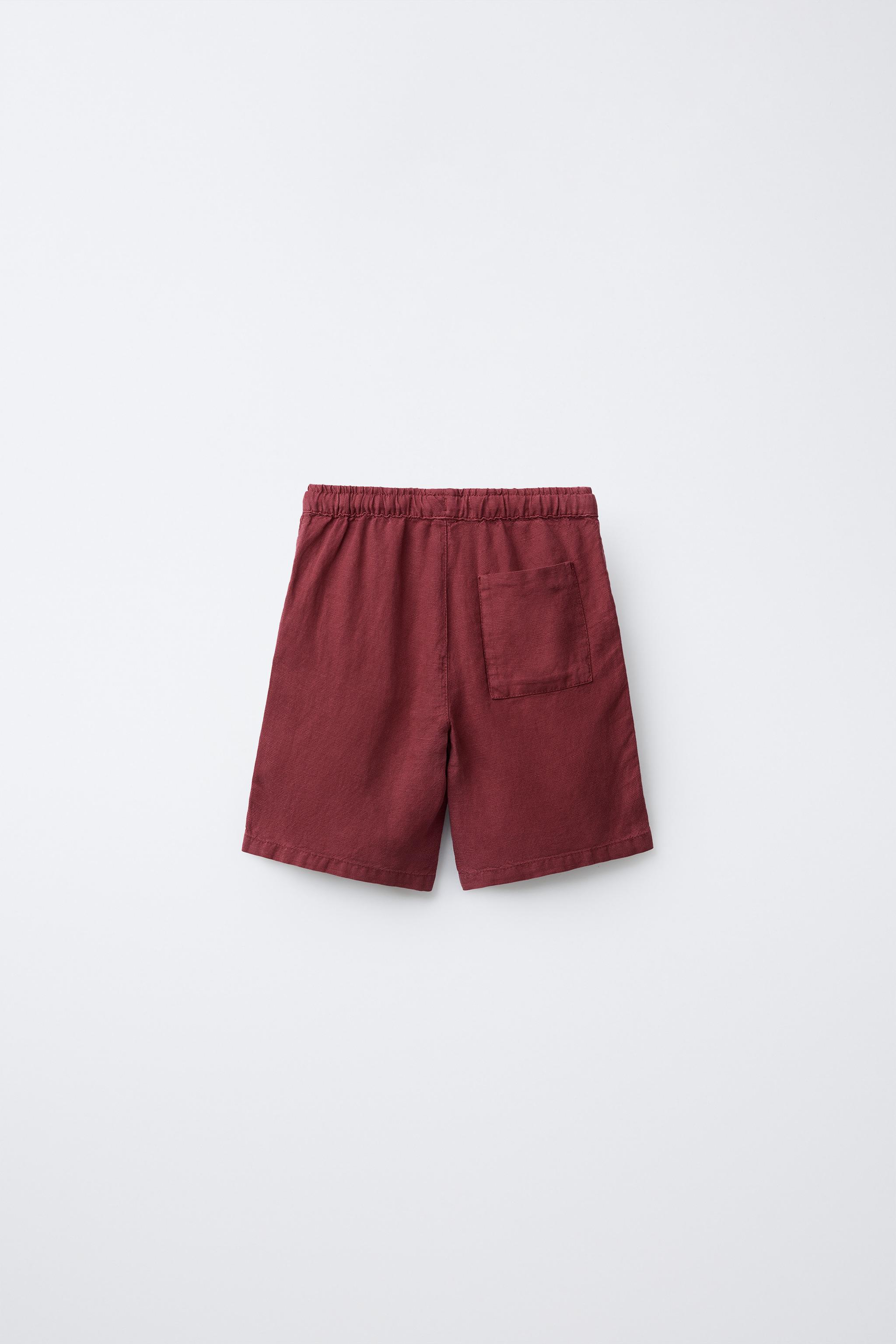 LINEN BLEND SHORTS - Burgundy | ZARA United States